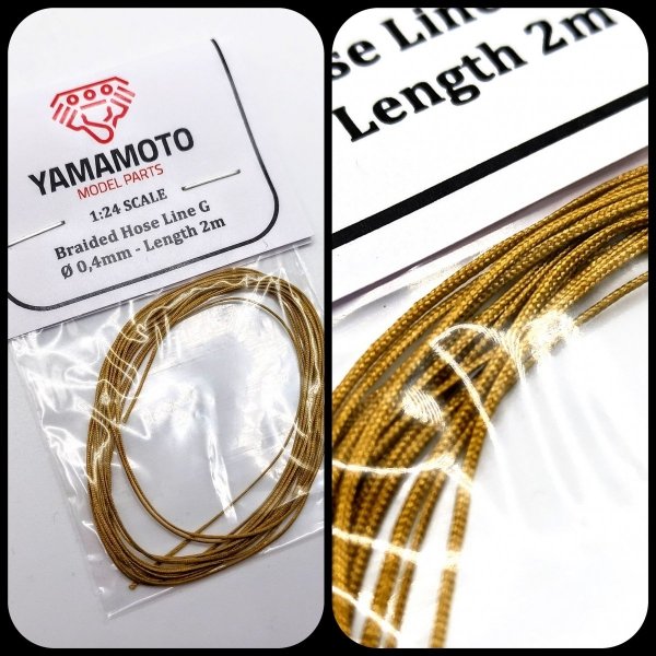 Yamamoto Model Parts YMPTUN76 Braided Hose Line Gold 0,4mm 2m 1/24