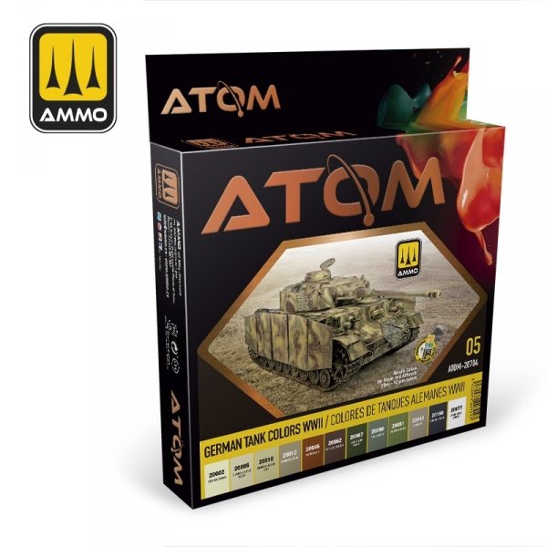 AMMO of Mig Jimenez ATOM 20704 German Tank Colors WWII Set 12 x 20 ml 