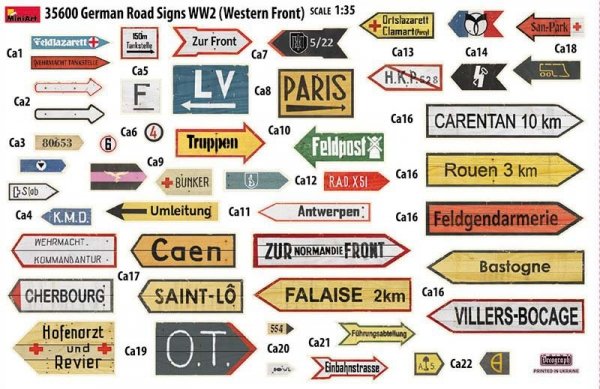 MiniArt 35600 GERMAN ROAD SIGNS WW2 (FRANCE 1944) 1/35