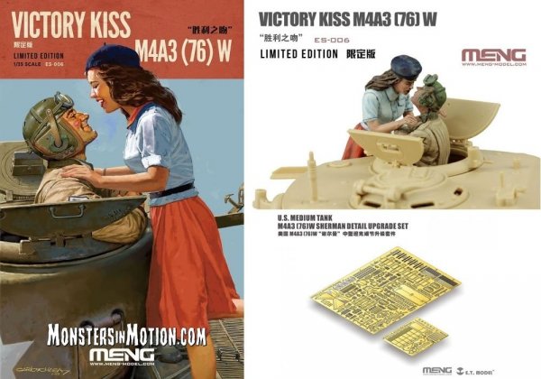 Meng Model ES-006 Sherman M4A3(76) + W Resin Figures + Sherman detail upgrade Set (PE) Victory Kiss M4A3(76) W 1/35