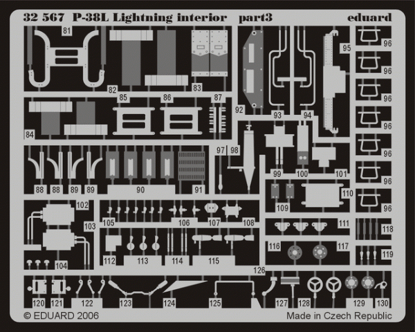 Eduard 32567 P-38L interior TRUMPETER 02227 1/32