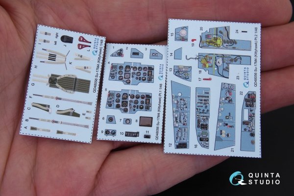 Quinta Studio QD48056 Su-17M4/22M4 3D-Printed coloured Interior on decal paper (for KittyHawk kit) 1/48