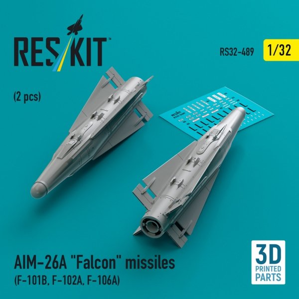 RESKIT RS32-0489 AIM-26A &quot;Falcon&quot; missiles (2 pcs) (3D Printed) 1/32