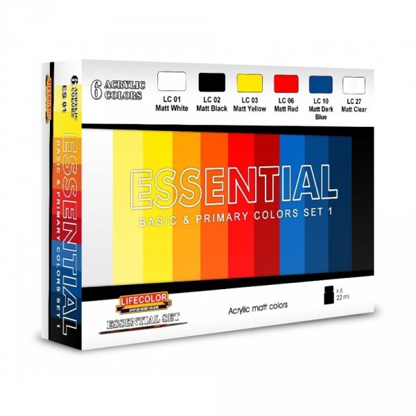 Lifecolor ES01 Acrylic paint Basic Gloss Colors Set 1 6x22ml
