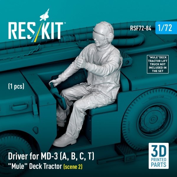 RESKIT RSF72-0084 Driver for MD-3 (A, B, C, T) "Mule" Deck Tractor (scene 2) (1 pcs) (3D Printed) 1/72