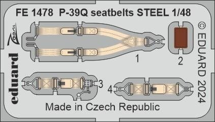 Eduard FE1478 P-39Q seatbelts STEEL ARMA HOBBY 1/48