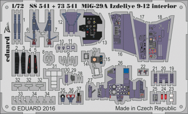 Eduard SS541 MiG-29A Izdeliye 9-12 interiér 1/72 TRUMPETER