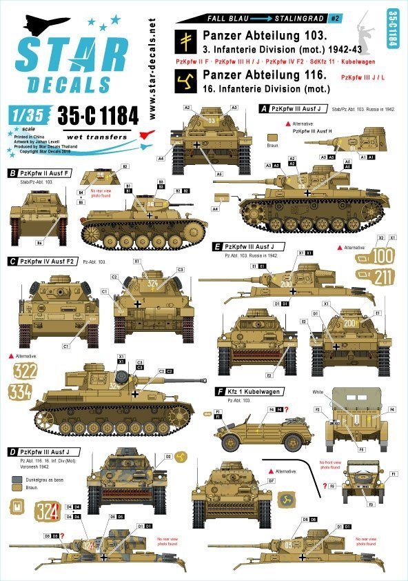 Star Decals 35-C1184 Fall Blau and Stalingrad # 2 1/35