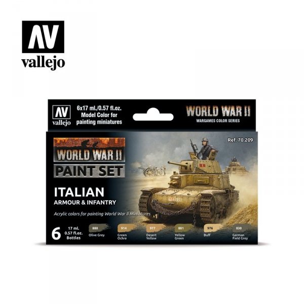 Vallejo 70209 WWII Italian Armour &amp; Infantry 6x17ml