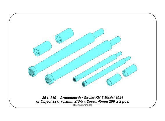 Aber 35L-210 Armament for Soviet KV-7 76mm x 2 pcs.; 45mm x 2 pcs. (1:35)