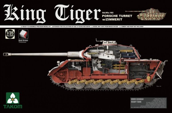 Takom 2046 King Tiger Sd.Kfz.182 PORSCHE TURRET w/ZIMMERIT /full interior 1/35