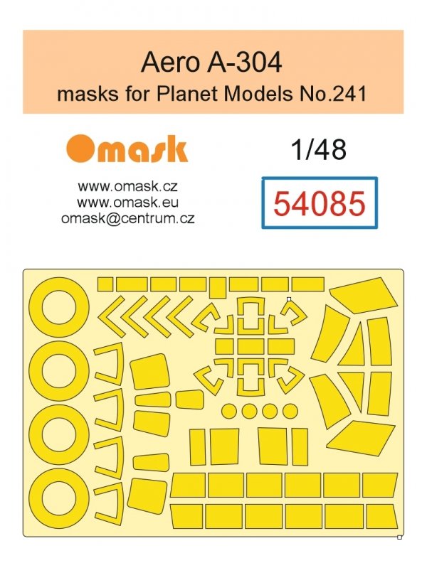 Omask 54085 Aero A-304 Mask (for Planet Models No.241) yellow masking tape 1/48