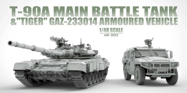 Suyata NO-002 T-90A Main Battle Tank &amp; &quot;Tiger&quot; Gaz-233014 Armoured Vehicle 1/48