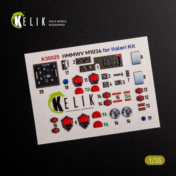 KELIK K35025 HUMVEE HMMWV M1036 with TOW Nato green version Interior 3D Decal for Italeri kit 1/35