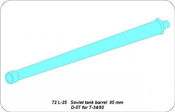 Aber 72L-25 Lufa 85mm D-5T do radzieckich czołgów T-34/85 / Soviet tank barrel 85mm D-5T for T-34/85 1/72
