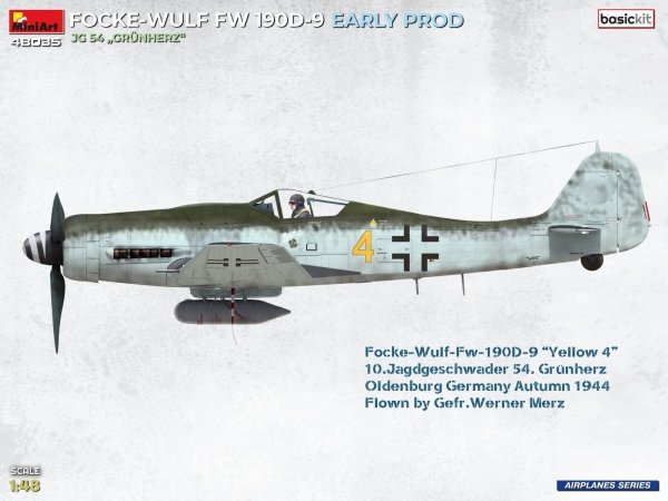 MiniArt 48035 FOCKE-WULF FW 190D-9 EARLY PROD. JG 54 „Grünherz“ BASIC KIT 1/48