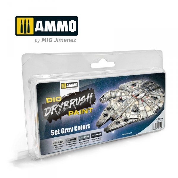 Ammo of Mig 7300 DRYBRUSH Set Grey Colors 4x40ml