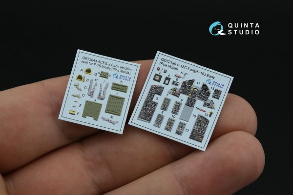 Quinta Studio QD72186 F-15C Early/J Early 3D-Printed &amp; coloured Interior on decal paper (Fine Molds) 1/72