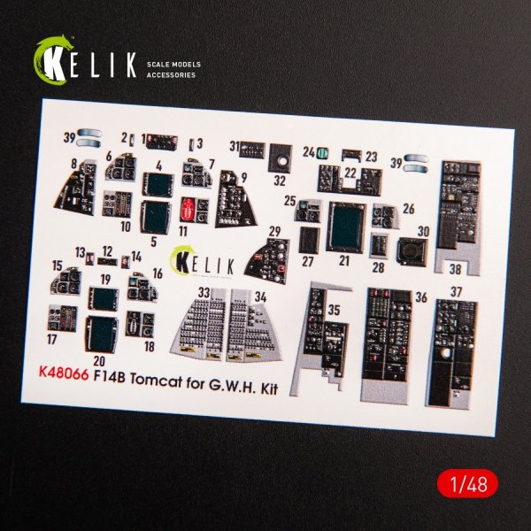 KELIK K48066 F-14B TOMCAT INTERIOR 3D DECALS FOR GWH KIT 1/48