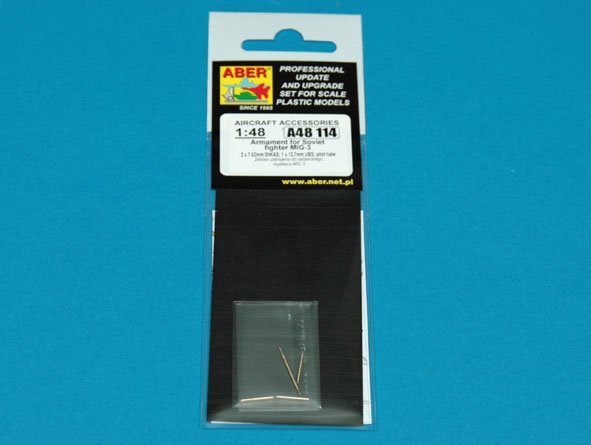 Aber A48114 Armament for Soviet fighter MIG-3 2x7,62ShKAS; 1x12,7mm UBS; pitot tube (1:48)