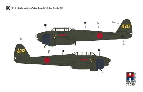 Hobby 2000 72085 Nakajima J1N1-S Gekko Late ( Fujimi + CARTOGRAF + MASKI ) 1/72