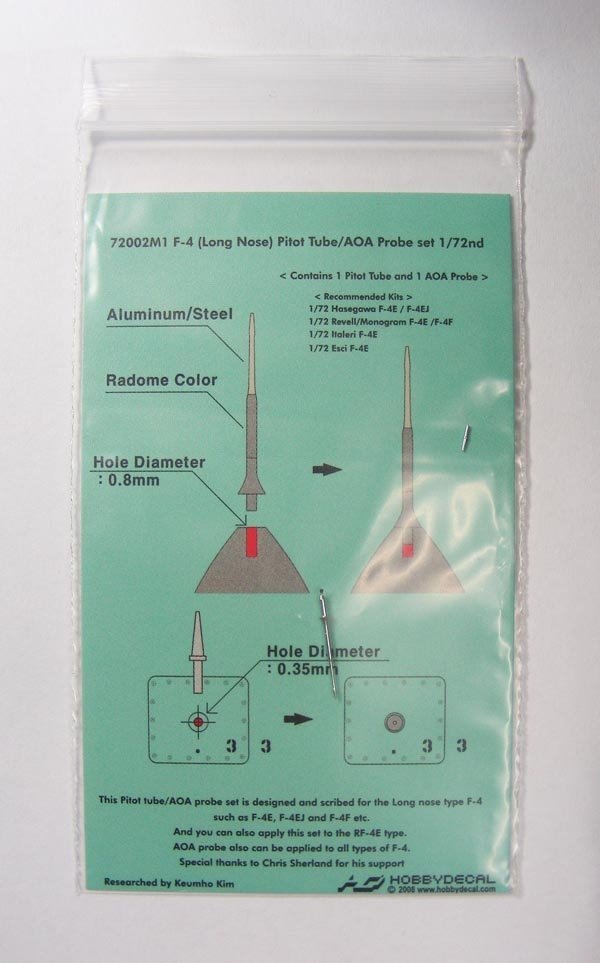 HobbyDecal MT72002V1 F-4 Long nose Pitot tube set 1/72 