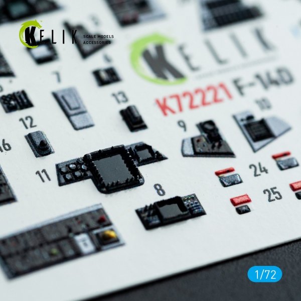 Kelik K72221 F-14D Super Tomcat - interior 3D decals for Academy kit (1/72)