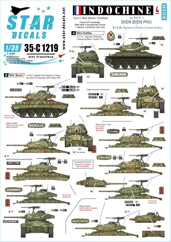 Star Decals 35-C1219 Indochine 4. M24 Chaffee / Bison 1/35