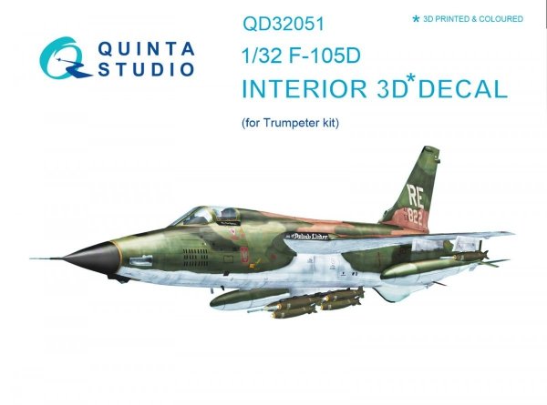 Quinta Studio QD32051 F-105D 3D-Printed &amp; coloured Interior on decal paper (for Trumpeter kit) 1/32
