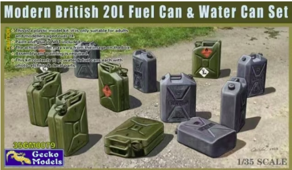Gecko Models 35GM0079 Modern British 20L Fuel Can &amp; Water Can Set 1/35