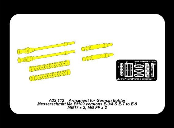 Aber A32112 Armament for German fighter Me 109E-3 to E-9 (1:32)