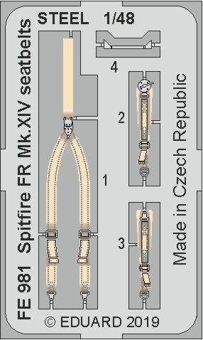 Eduard FE981 Spitfire FR Mk. XIV seatbelts STEEL 1/48 AIRFIX