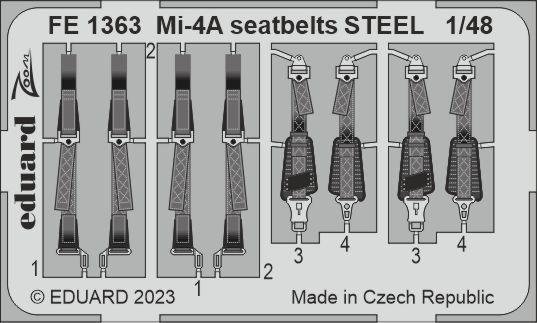 Eduard FE1363 Mi-4A seatbelts STEEL TRUMPETER 1/48