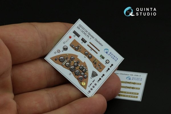 Quinta Studio QD32134 Gloster Gladiator Mk I 3D-Printed &amp; coloured Interior on decal paper (ICM) 1/32