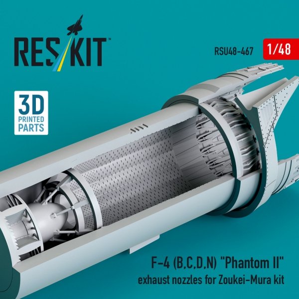 RESKIT RSU48-0467 F-4 (B, C, D, N) "Phantom II" exhaust nozzles for Zoukei-Mura kit (3D Printed) (1/48)