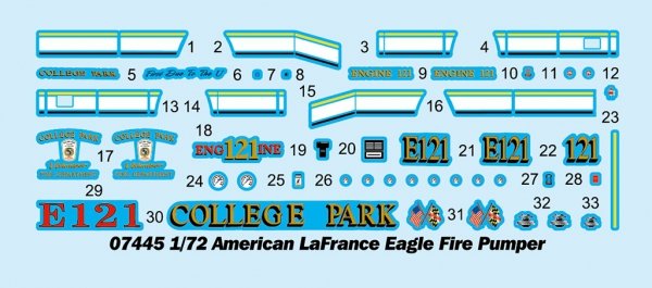 Trumpeter 07445 American LaFrance Eagle Fire Pumper 1/72