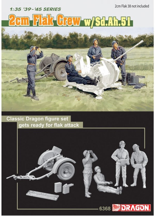 Dragon 6368 2cm Flak Crew w/Sd.Ah.51 1/35