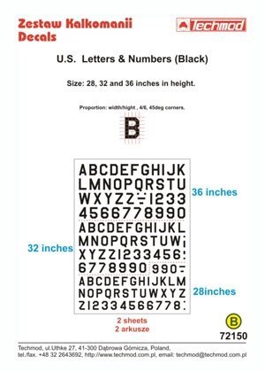 Techmod 72150 - US Letters &amp; Numbers (Black) (1:72)