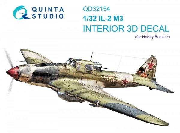 Quinta Studio QD32154 IL-2M3 3D-Printed &amp; coloured Interior on decal paper (Hobby Boss) 1/32