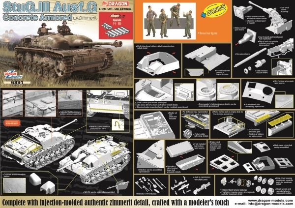 Dragon 6891 StuG.III Ausf.G Concrete Armored w/Zimmerit (Magic Track and Bonus figure set Included) 1/35