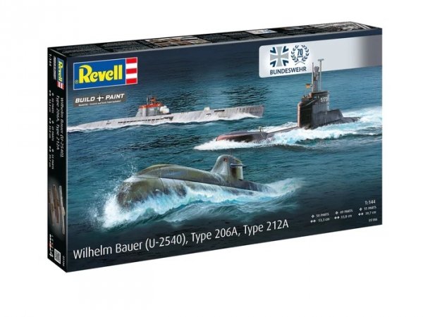 Revell 05186 70 Years Bundeswehr: Wilhelm Bauer, Type 206A, 212A 1/144