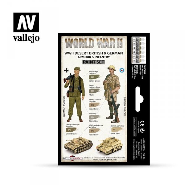 Vallejo 70208 WWII Desert British &amp; German Armour &amp; Infantry 6x17ml