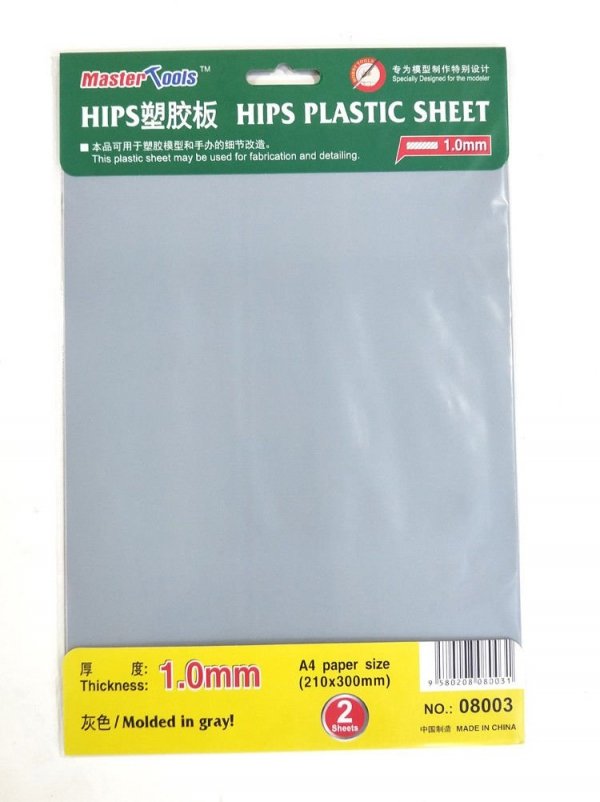 Trumpeter 08003 1.0mm HIPS plastic sheet A4 size (2pcs)