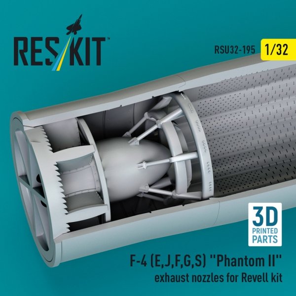 RESKIT RSU32-0195 F-4 (E, J, F, G, S) &quot;Phantom II&quot; exhaust nozzles for Revell kit (3D Printed) 1/32