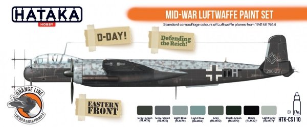 Hataka Hobby HTK-CS110 Mid-War Luftwaffe Paint Set  (8x17ml)