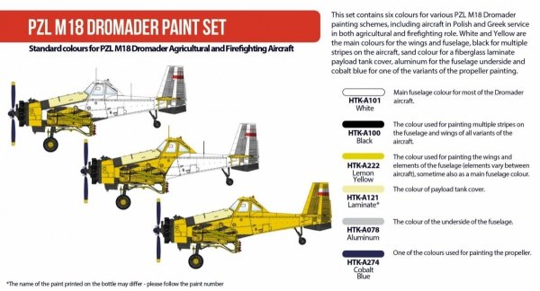 Hataka HTK-AS122 PZL M18 Dromader Paint Set 6 x 17ml