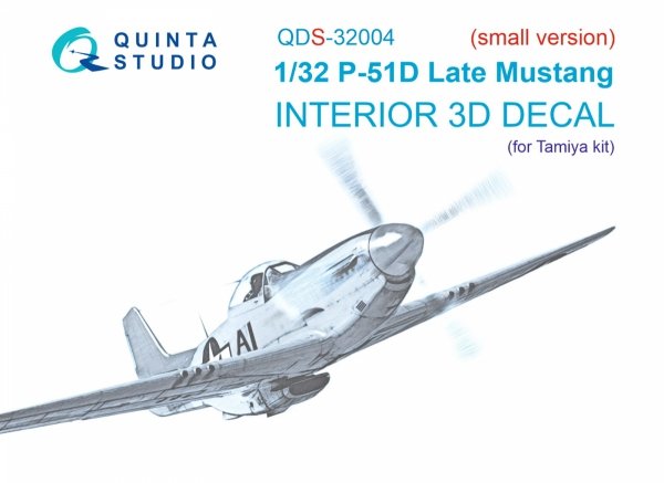 Quinta Studio QDS-32004 P-51D (Late) 3D-Printed coloured Interior on decal paper (Tamiya) (small version) 1/32