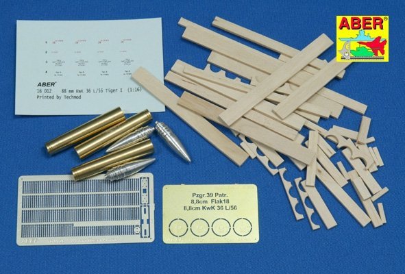 Aber 16012 8,8cm Tiger I A/T Ammo with box (1:16)