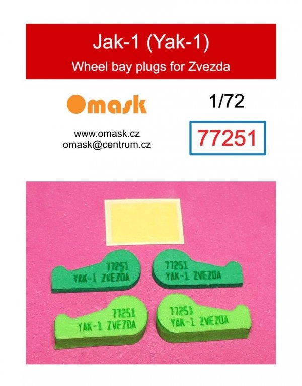 Omask 77251 Jak-1 (Yak-1) wheel bay foam plugs (for Zvezda) 1/72