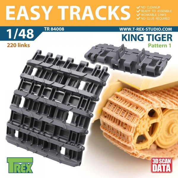 T-Rex Studio TR84008 King Tiger Tracks Pattern 1 1/48